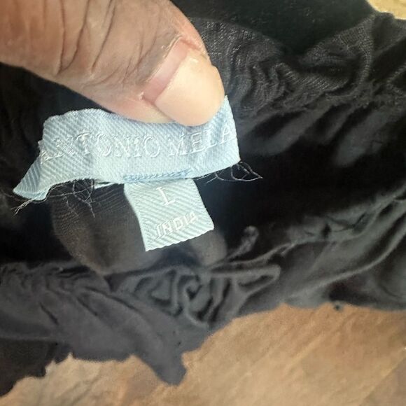 Antonio Melani Black Linen Blend Top L - Picture 6 of 7
